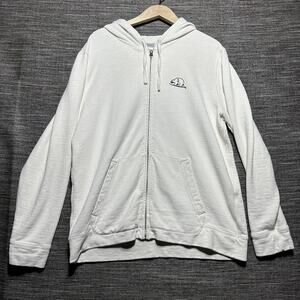 Outerknown Hoodie Men's XL White Bear Logo Sur Zip Drawstring